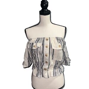 American eagle- Off the shoulder striped shirt